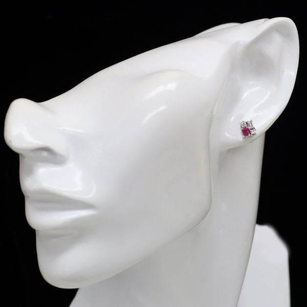 K14 WG ルビー ダイヤモンド ピアス K14WG/ K18WG ルビー ダイヤモンド ピアス 0.31ct D0.56ct
