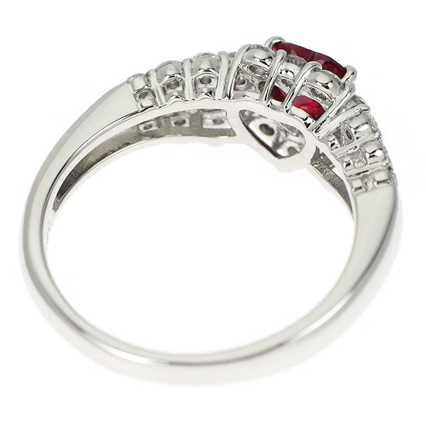 Pt900 ハートシェイプ ルビー ダイヤモンド リング 0.627ct D0.60ct