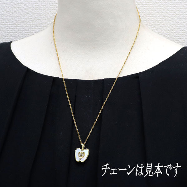 K18YG ダイヤモンド シェル ペンダントトップ 0.17ct りんご