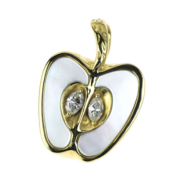 K18YG ダイヤモンド シェル ペンダントトップ 0.17ct りんご