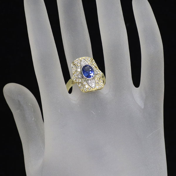 Pt900/K18YG サファイア ダイヤモンド リング 1.40ct D0.59ct