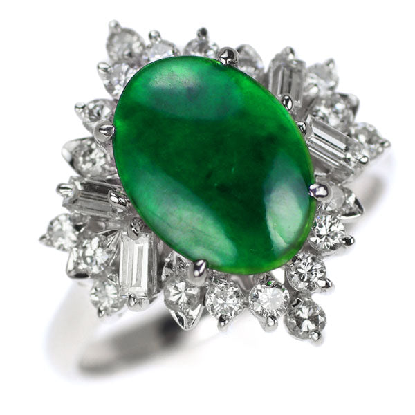 K14WG 翡翠 ダイヤモンド リング D0.96ct