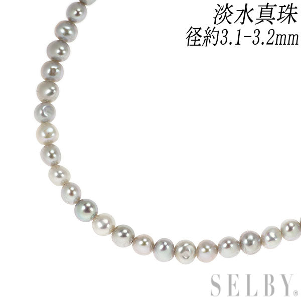 K18YG 淡水 真珠 ネックレス 径約3.1-3.2mm