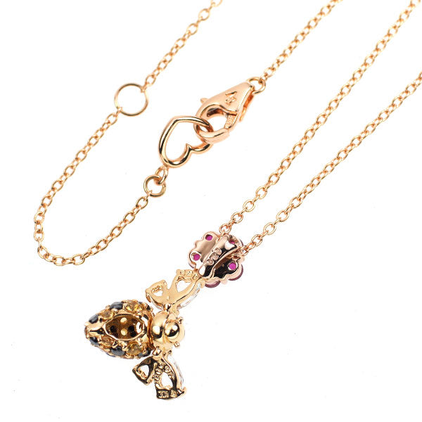 ポンテヴェキオ K18YG/PG ルビー サファイア ダイヤモンド ペンダントネックレス R0.20ct W/YS0.29ct D0.03ct BD0.22ct 蜂 フラワー
