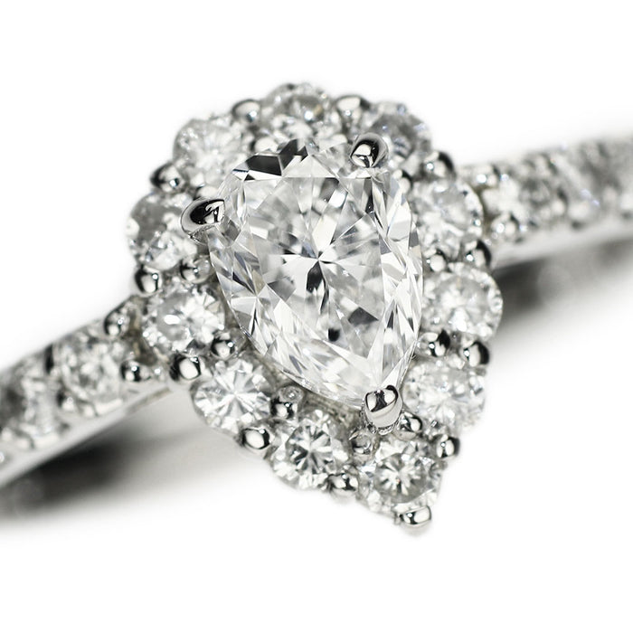 新品 Pt950 ペアシェイプカットダイヤモンド リング 0.454ct D VS1 D0.43ct