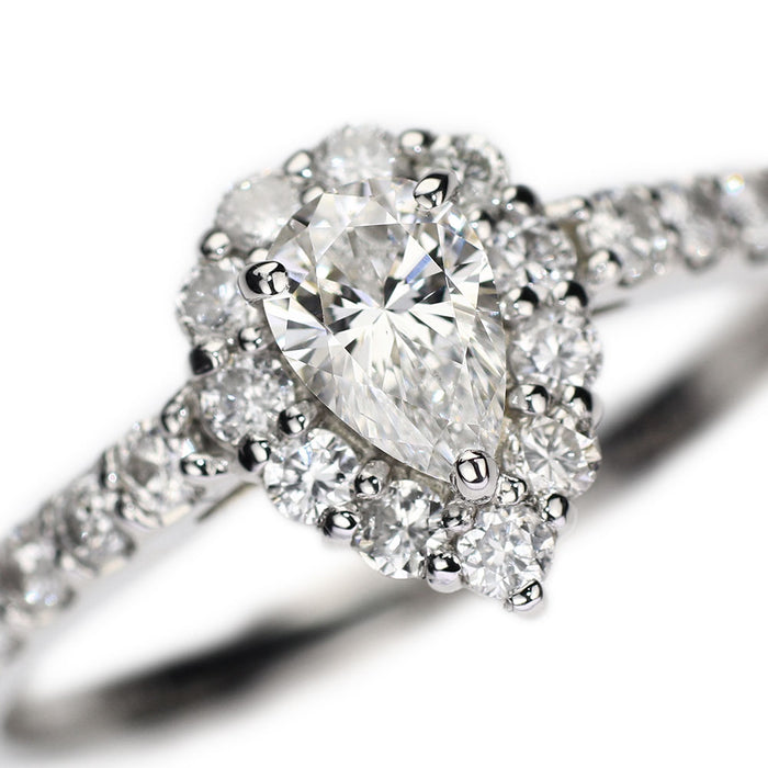 新品 Pt950 ペアシェイプカットダイヤモンド リング 0.317ct F VS2 D0.43ct