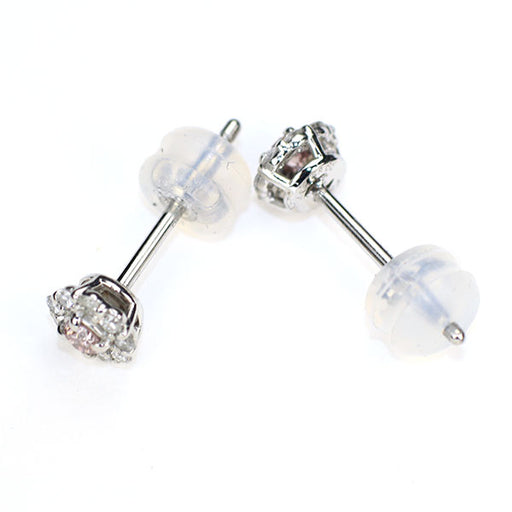 新品 希少 Pt950/ Pt900 天然ピンク ダイヤモンド ピアス 0.106ct FP