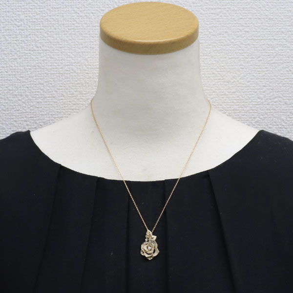 K18PG ダイヤモンド ペンダントネックレス 0.72ct フラワー 薔薇