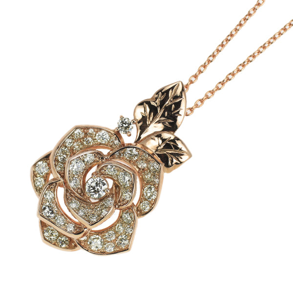 K18PG ダイヤモンド ペンダントネックレス 0.72ct フラワー 薔薇