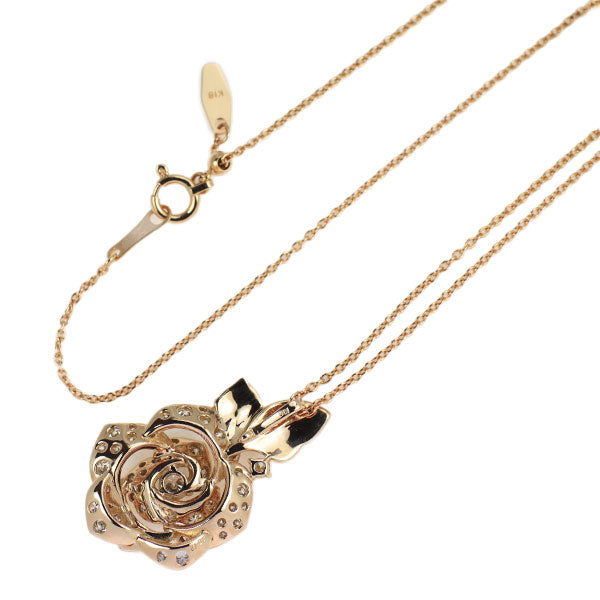 K18PG ダイヤモンド ペンダントネックレス 0.72ct フラワー 薔薇