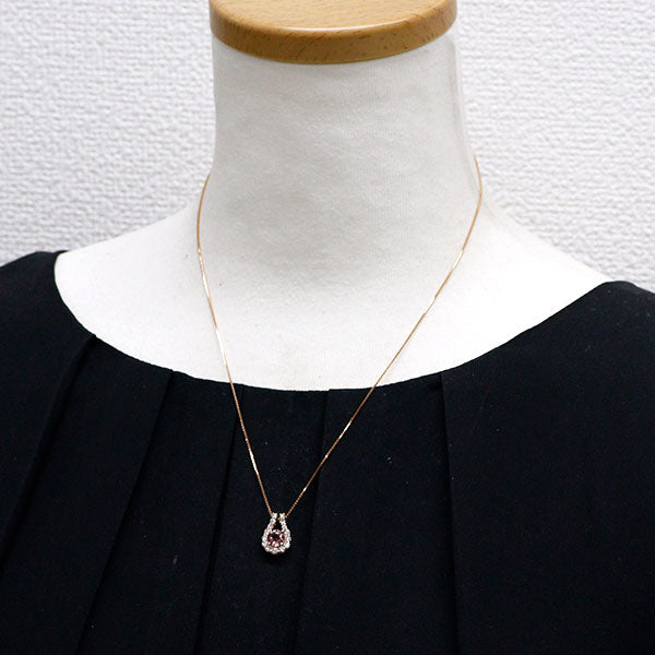新品 パパラチアサファイア ダイヤモンド ネックレス K18PG K18PG パパラチアサファイア ダイヤモンド ペンダントネックレス 1.075