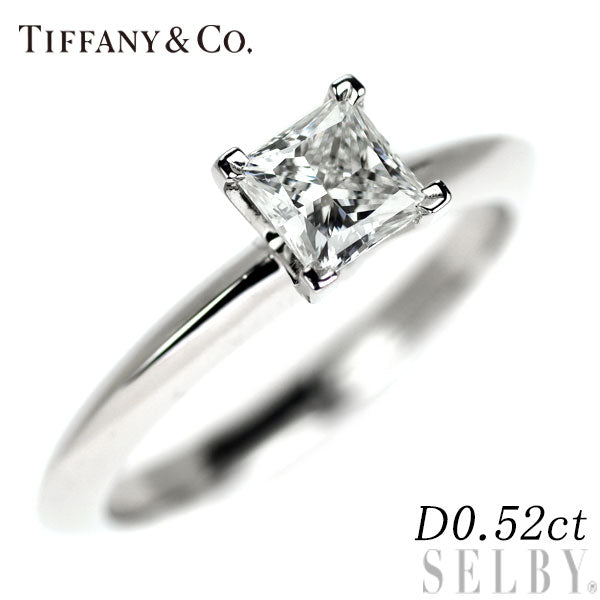ティファニー Pt950 プリンセスカット ダイヤモンド リング 0.52ct