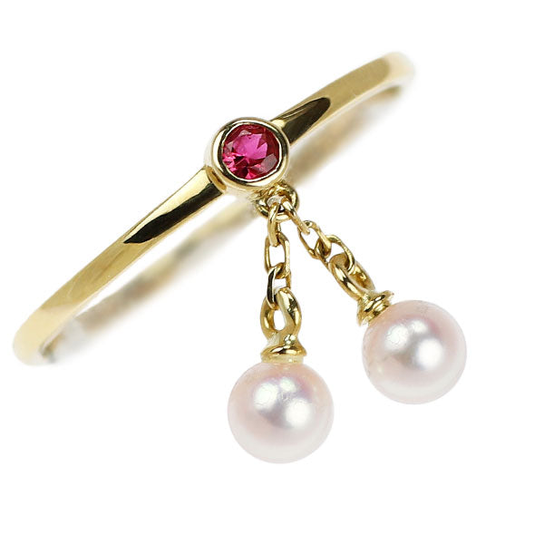 ミキモト K18YG ルビー アコヤベビーパール リング 径約 3.7mm