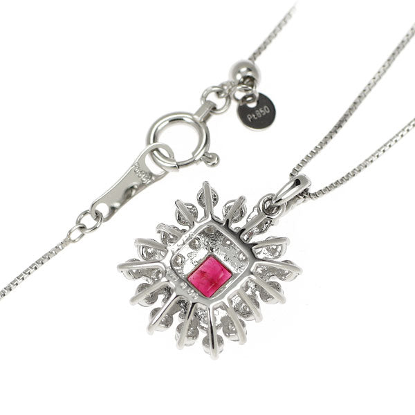 Pt レッドベリル ダイヤモンド ペンダントネックレス 0.153ct D0.50ct