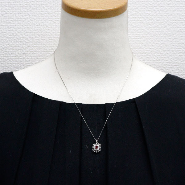 Pt レッドベリル ダイヤモンド ペンダントネックレス 0.153ct D0.50ct