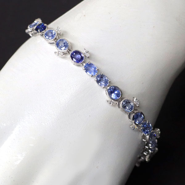 K18WG サファイア ダイヤモンド ブレスレット 13.93ct D0.75ct