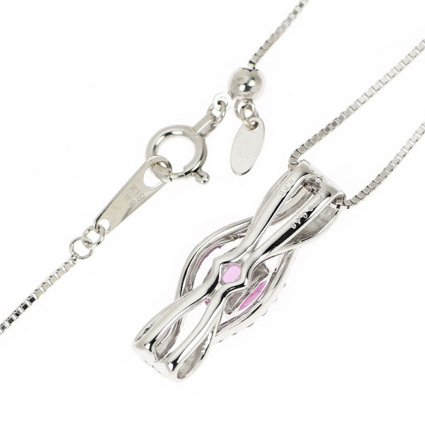 K18WG ピンクサファイア 天然ピンクダイヤモンド ペンダントネックレス 0.48ct PD0.25ct