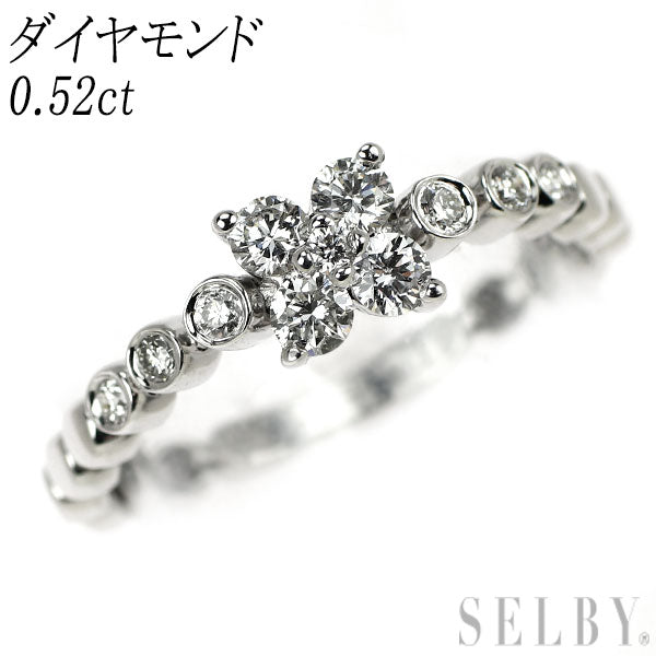 K18WG ダイヤモンド リング 0.52ct フラワー