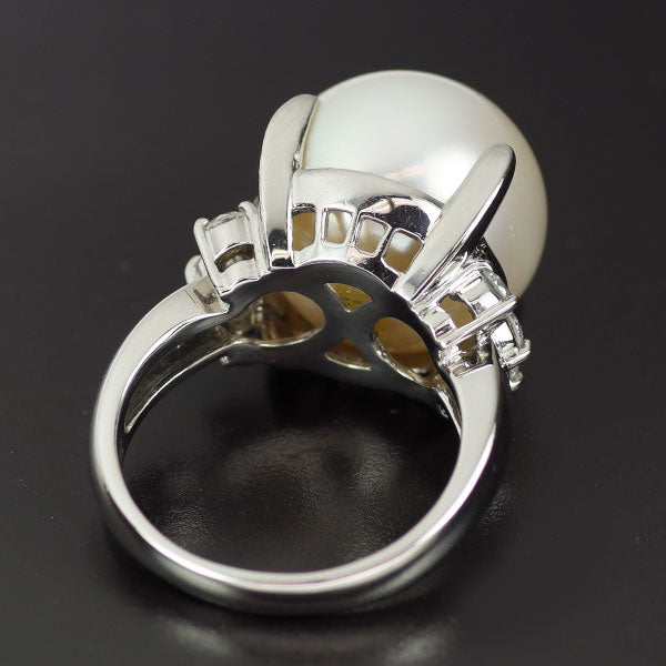 Pt900 白蝶真珠 ダイヤモンド リング 径約15.9mm D0.52ct