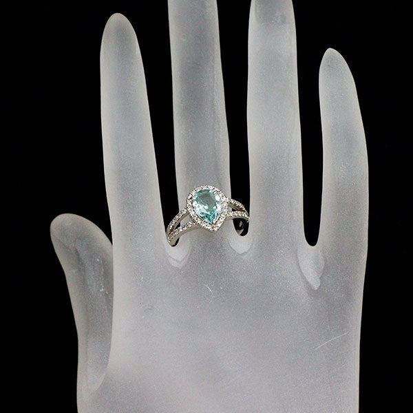 希少 Pt950 モザンビーク産パライバ トルマリン ダイヤモンド リング 1.27ct D0.49ct