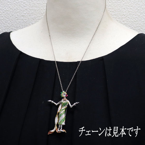 K18YG/WG/PG エメラルド ルビー ダイヤモンド ブローチ兼ペンダントトップ
