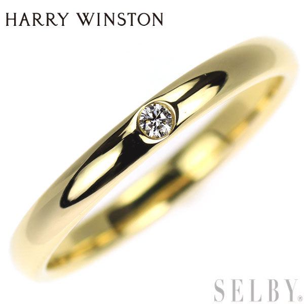 ハリーウィンストン K18YG ダイヤモンド リング ラウンド — セルビー  