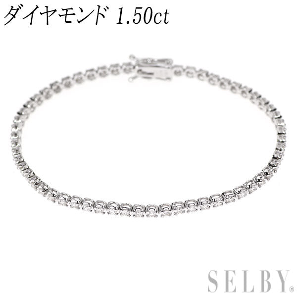 K18WG ダイヤモンド ブレスレット 1.50ct テニス