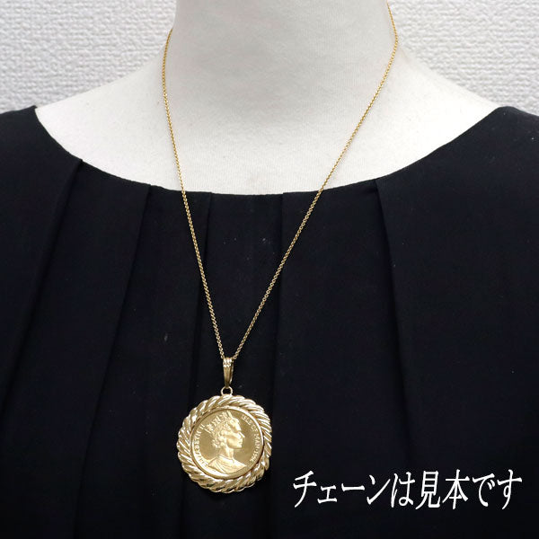 K24YG/K18YG ペンダントトップ コイン エリザベス女王 猫 1/2OZ