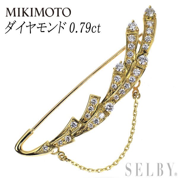 ミキモト K18YG ダイヤモンド ブローチ 0.79ct