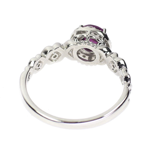 Pt900 ガーネット ダイヤモンド リング 0.82ct D0.12ct