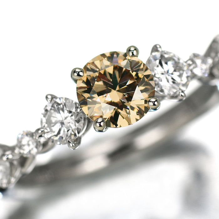 カシケイ Pt900 ブラウン ダイヤモンド リング 0.632ct FLB VVS1 EX D0.55ct
