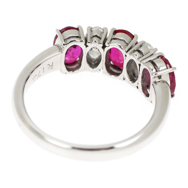 Pt900 ルビー ダイヤモンド リング 1.74ct D0.47ct 一文字