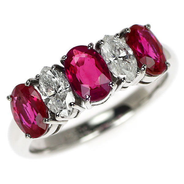 Pt900 ルビー ダイヤモンド リング 1.74ct D0.47ct 一文字
