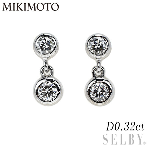 ミキモト K18WG ダイヤモンド ピアス 0.32ct