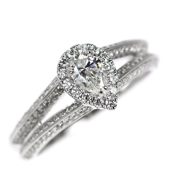 Pt950 ペアシェイプカット ダイヤモンド リング 0.30ct D VVS1
