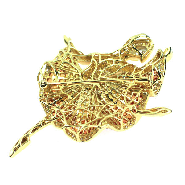 K18YG カラーサファイア ダイヤモンド ブローチ兼ペンダントトップ 14.00ct D1.60ct バレリーナ