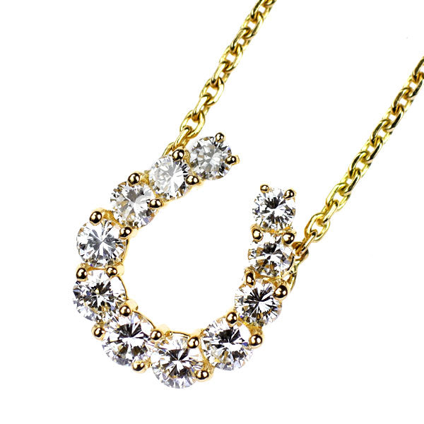 K18YG ダイヤモンド ペンダントネックレス 0.60ct 馬蹄