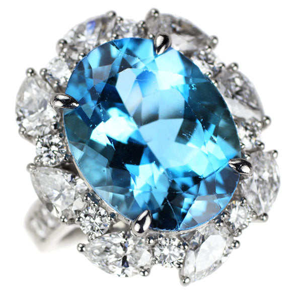 Pt900 アクアマリン ダイヤモンド リング 8.54ct D2.70ct