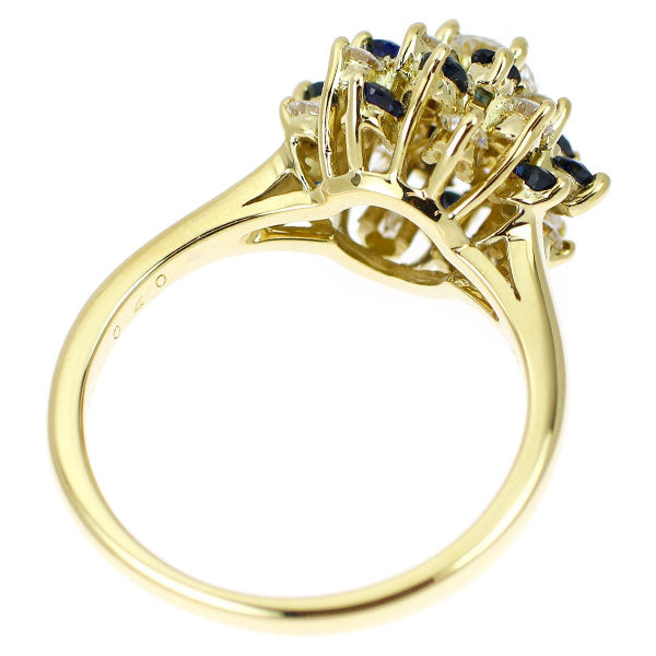 K18YG ダイヤモンド サファイア リング 0.24ct S0.70ct D0.40ct