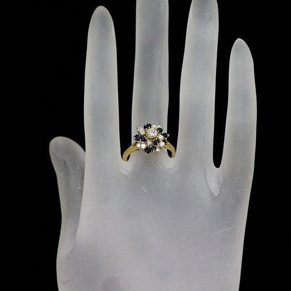 K18YG ダイヤモンド サファイア リング 0.24ct S0.70ct D0.40ct
