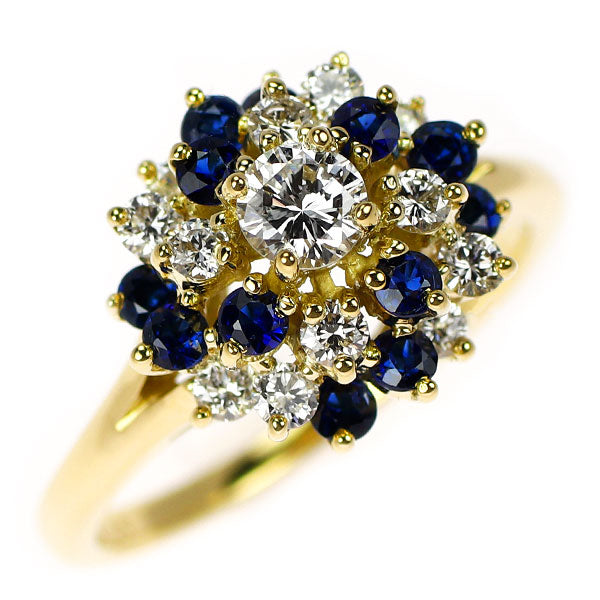 K18YG ダイヤモンド サファイア リング 0.24ct S0.70ct D0.40ct