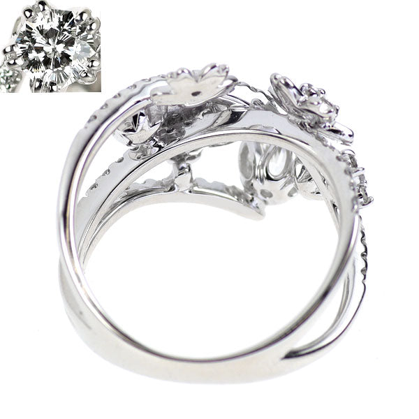 K18WG さくらカットダイヤモンド リング 0.316ct G SI1 D0.54ct 桜