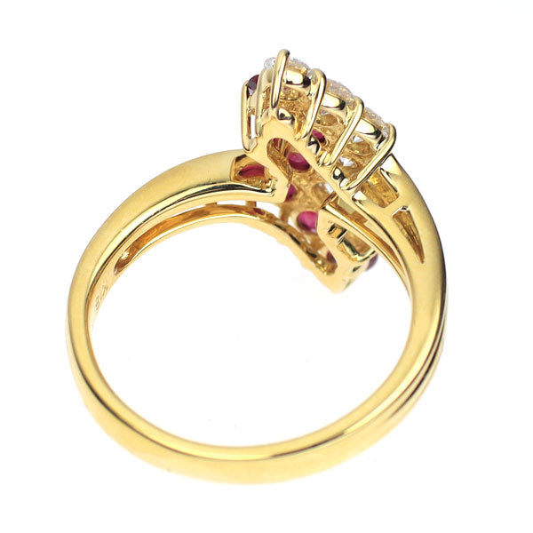 K18YG ルビー ダイヤモンド リング 0.82ct D0.50ct
