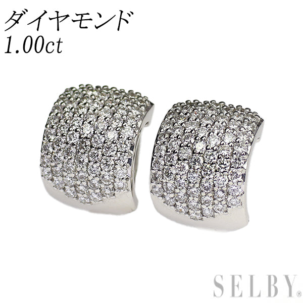 K18WG ダイヤモンド ピアス 1.00ct フープ パヴェ