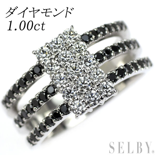 K18WG カラーレス/ブラック ダイヤモンド リング 1.00ct