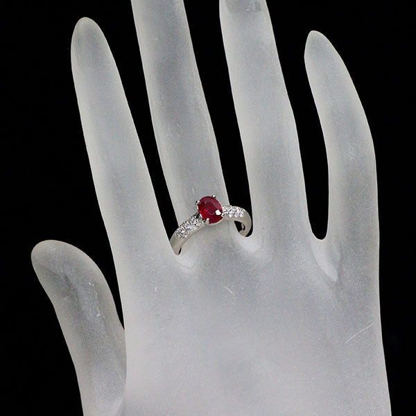 Pt900 ルビー ダイヤモンド リング 1.00ct D0.32ct