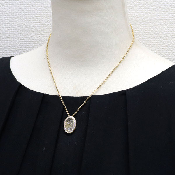 K18YG ホワイトクオーツ ダイヤモンド ペンダントネックレス