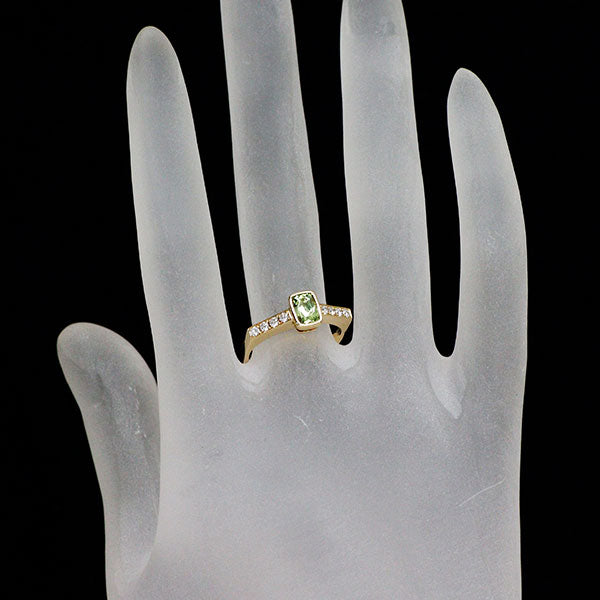 K18YG グロッシュラーライトガーネット ダイヤモンド リング 0.61ct D0.137ct