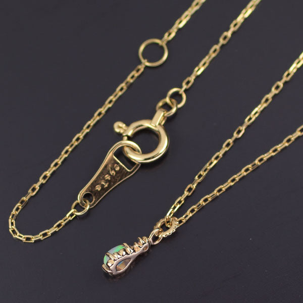 アガット K10YG オパール ダイヤモンド ペンダントネックレス D0.01ct