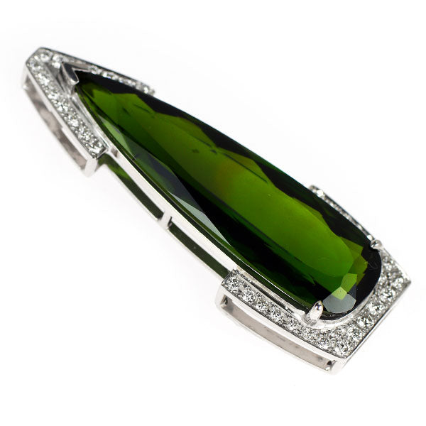 K18WG グリーントルマリン ダイヤモンド ペンダントトップ 18.495ct D0.487ct